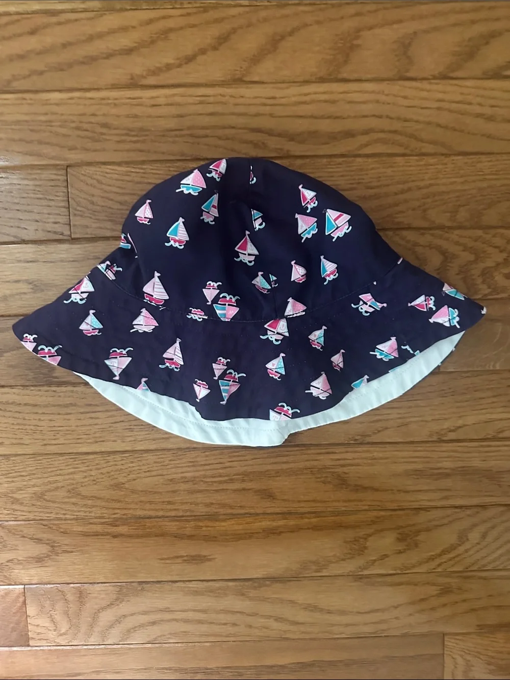 Nautica girls sunhat Navy Sailboat Print Kids Sun Hat girls 5-6 summer